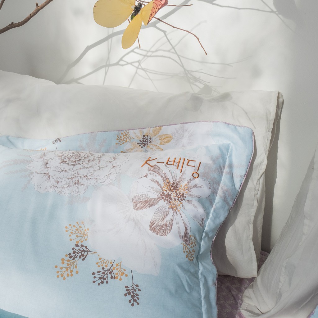 Vỏ Gối Nằm Hàn Quốc K-Bedding by Everon MicroTencel 45x65cm Xanh Thiên Thanh KMTP104 (1 cặp)