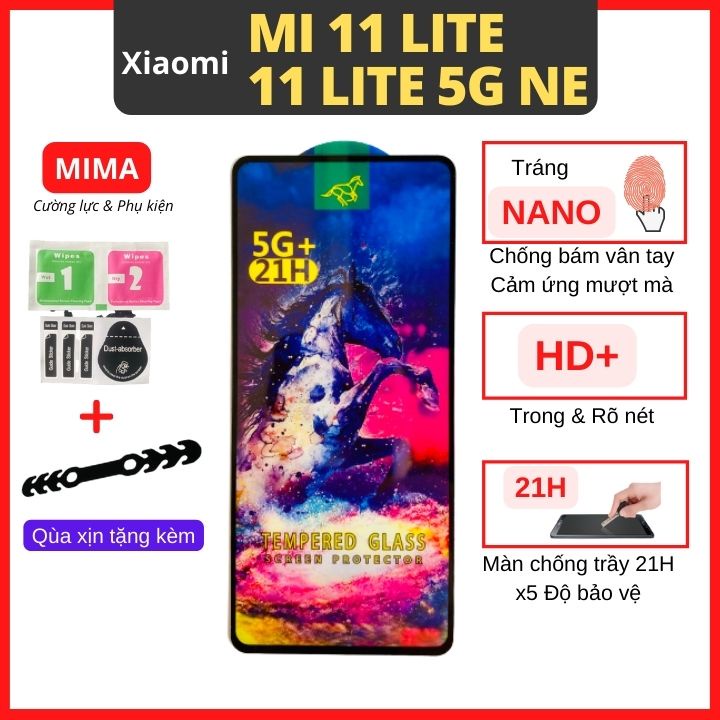 Kính cường lực Xiaomi Mi 11 Lite/Mi 11 Lite 5G NE Full màn cao cấp OG+ độ cứng 21H siêu mượt hạn chế vân tay
