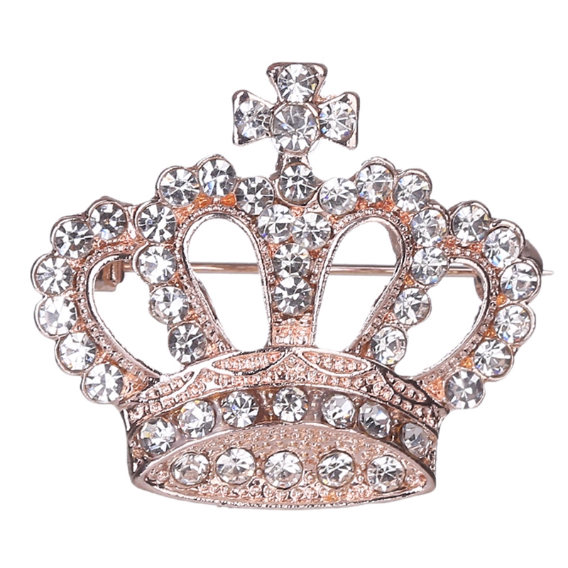 Ghim cài áo hình vương miện đính đá nhân tạo thời trang