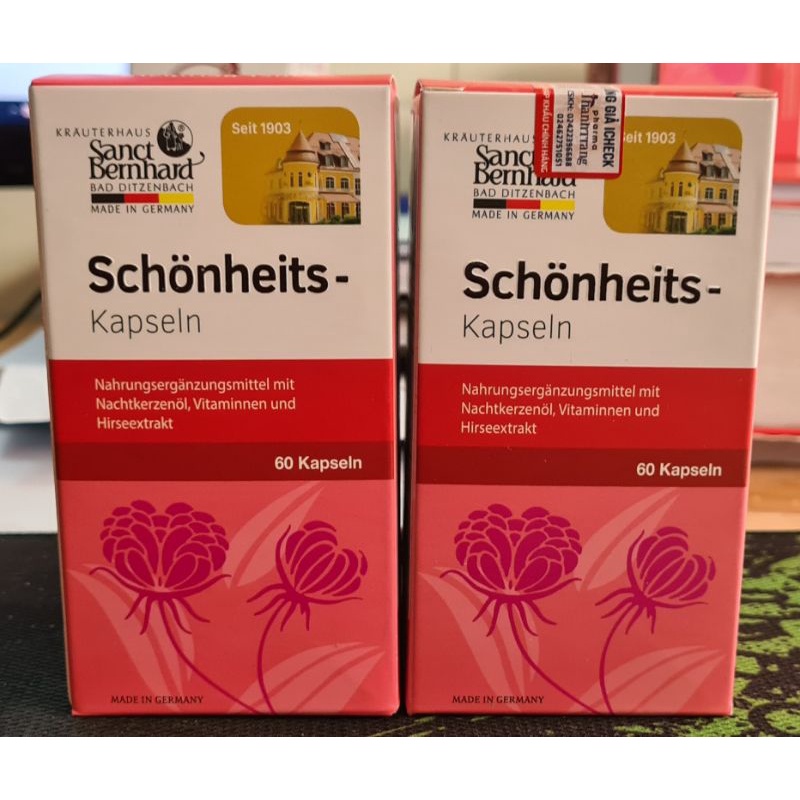 Tinh dầu hoa anh thảo Schonheits Kapseln (Lọ 60 viên) của Đức - Hỗ trợ làm đẹp da, cân bằng nội tiết, giảm mụn trứng cá