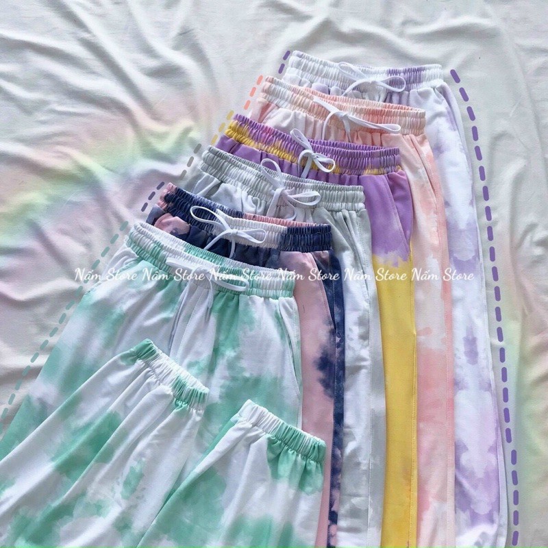 Quần Jogger Loang Màu Ống Rộng Bo gấu Unisex Nam Nữ - Quần Tie Dye