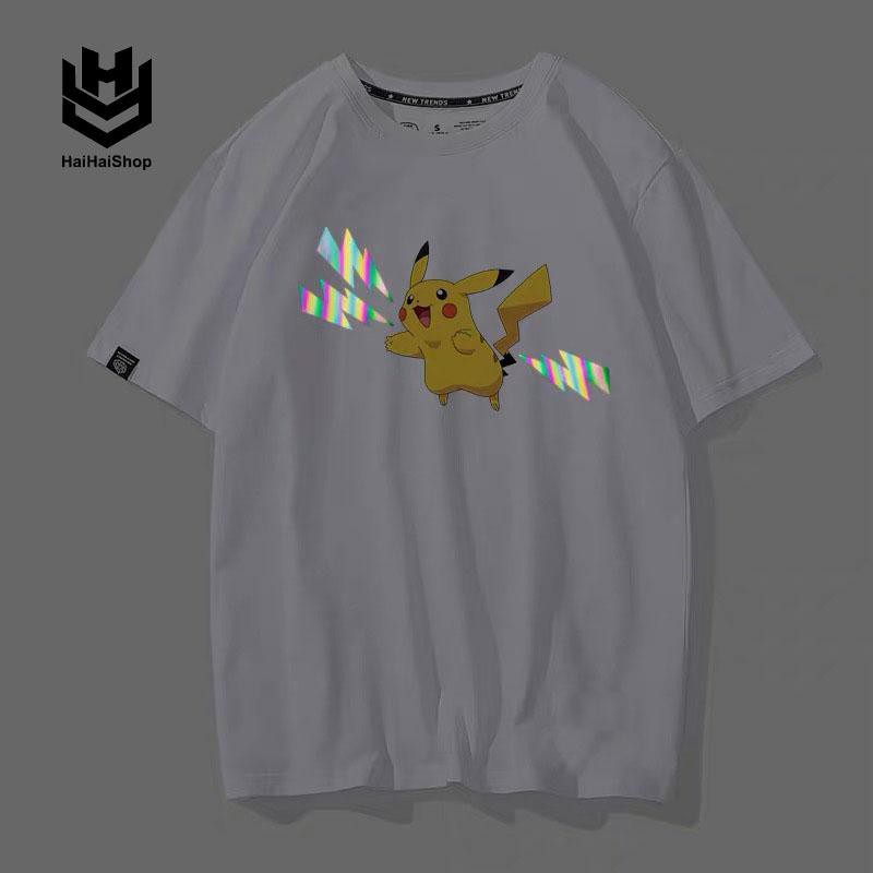 Áo Thun Phản Quang Dẻo Pikachu  Cotton 75% Form Rộng Unisex Nam Nữ Rẻ Đẹp HaiHaiShop, Ken T-Shirt.
