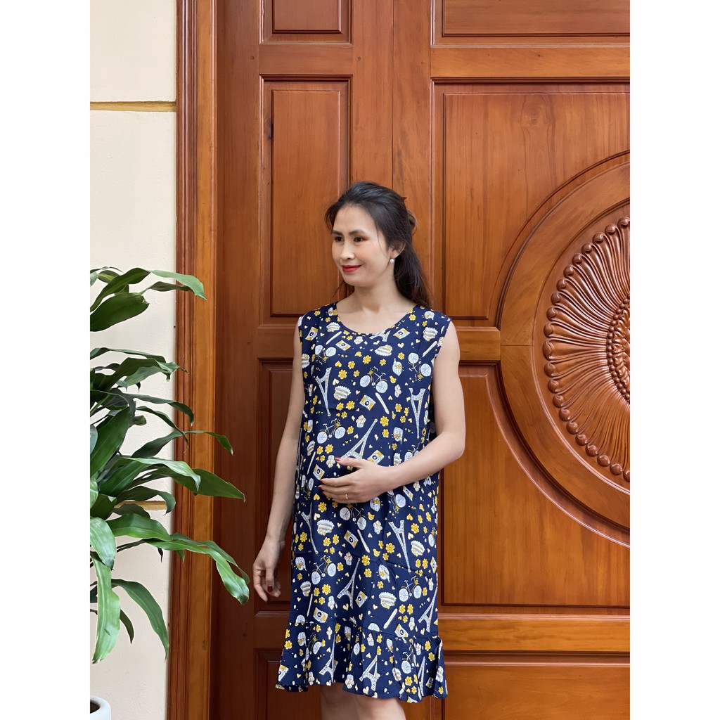 Váy Bầu lanh Đuôi Cá Siêu Mát siêu xinh Mặc Bầu Và Sau Sinh