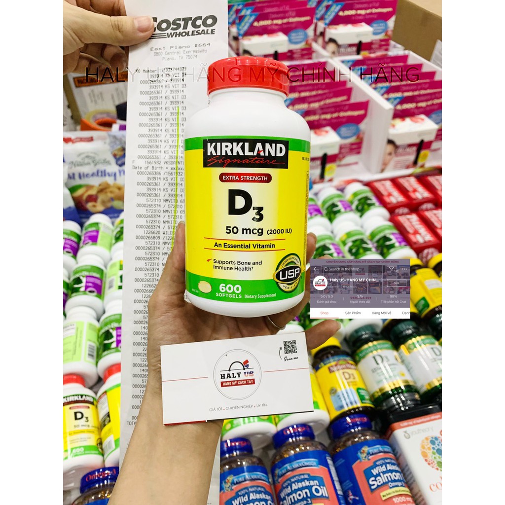 Viên Uống Vitamin D3 2000IU Kirkland 600 viên ( Hủ Màu Vàng )