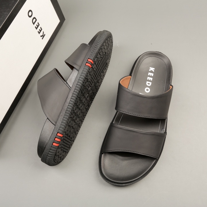 Dép quai ngang hàng hiệu da bò thật KEEDO TN-9021