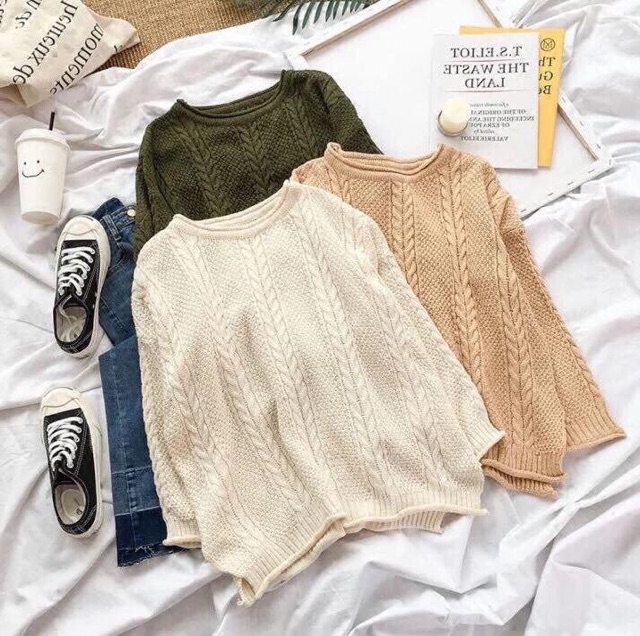 Áo len vặn thừng dáng rộng hàng Quảng Châu | BigBuy360 - bigbuy360.vn