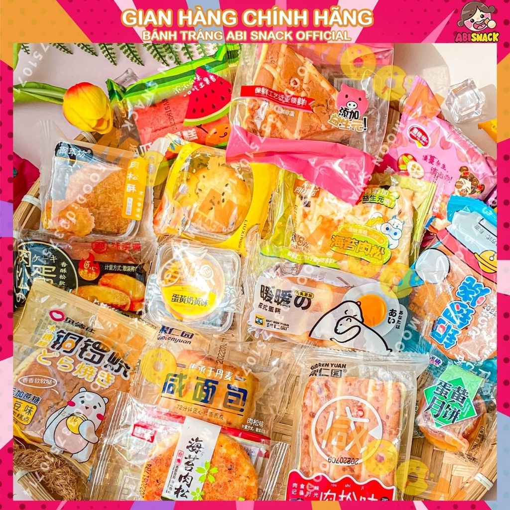 [DATE MỚI-HÌNH THẬT] Thùng 1kg Bánh Bông Lan Tươi Đài Loan Mix nhiều vị loại ngon-hơn 40 vị các loại