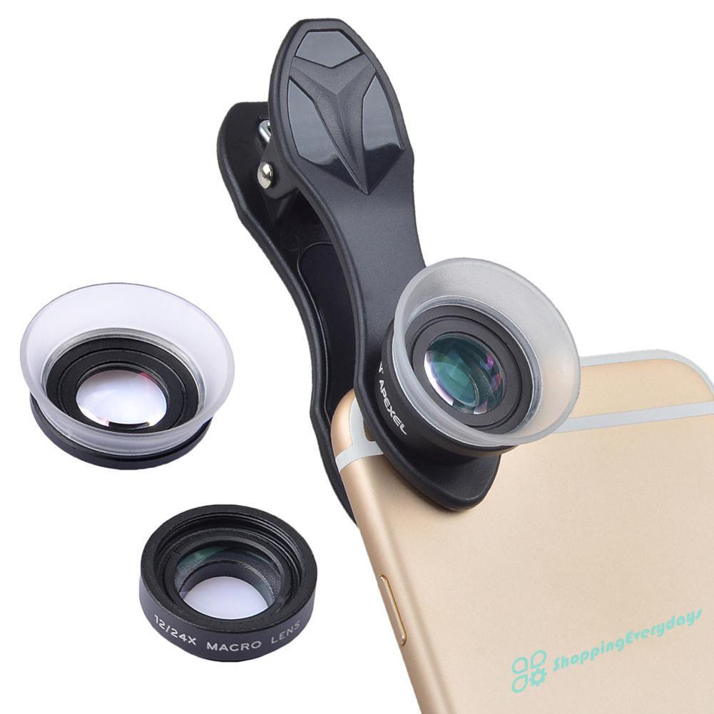Ống Kính Apexel Apl-24X 2 Trong 1 Với Ống Kính Macro 12x + 24x Cho Điện Thoại Tiện Lợi