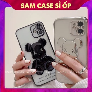 Ốp Lưng Iphone Gấu Bearbrick Hình 3D Nổi Full Viền Phủ Bóng Màu Đen & Trắng (02)