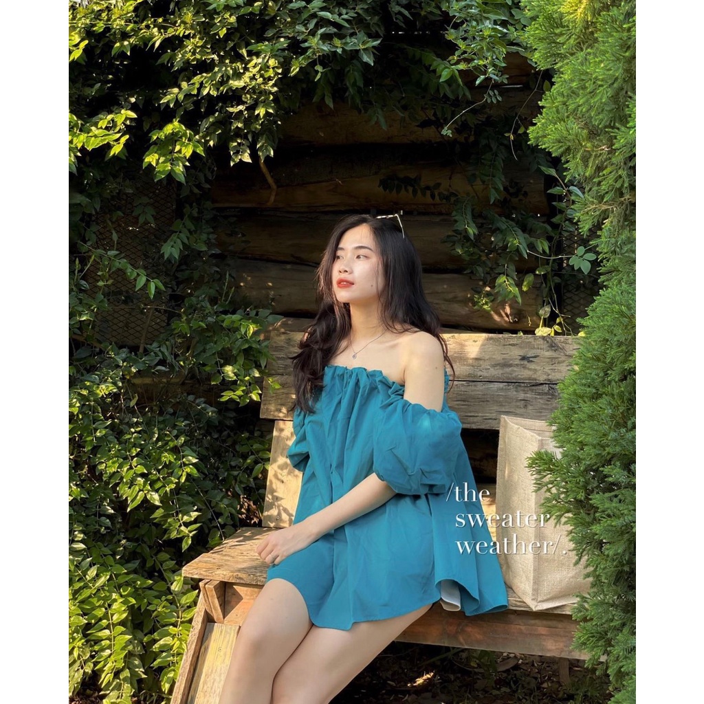 ÁO TRỄ VAI DÁNG BABYDOLL TÔNG MÀU LẠ JAMOO (video/sẵn) | BigBuy360 - bigbuy360.vn