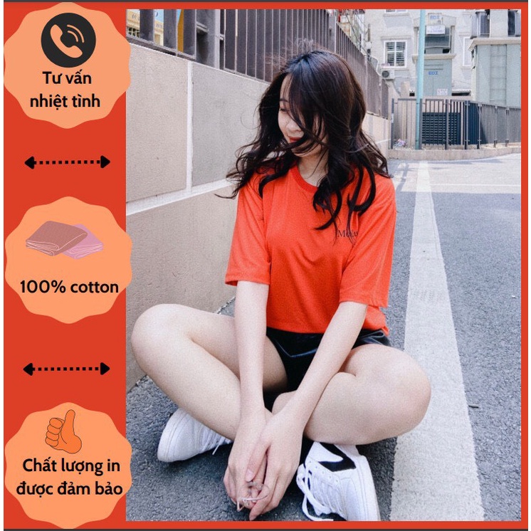 Áo Thun From Rộng, Áo Thun Nữ Freesize Cotton In Hình Màu Cam