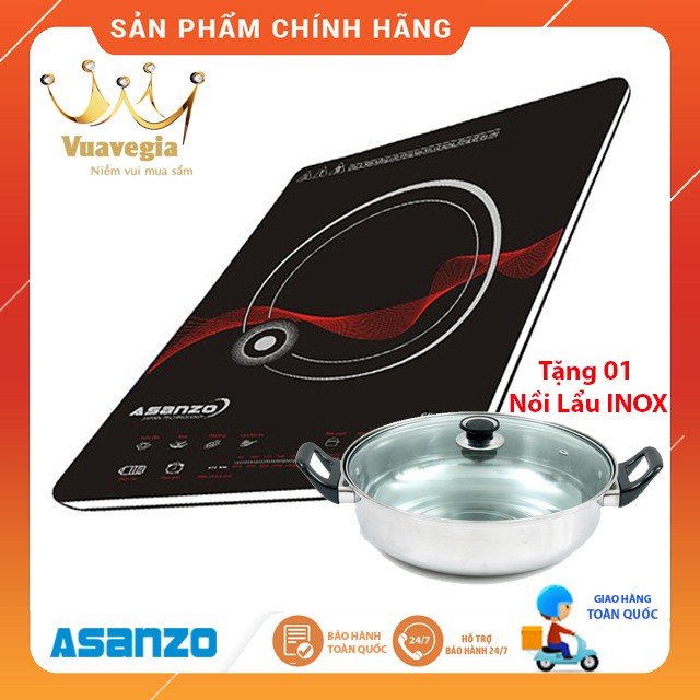 Bếp điện từ cảm ứng, mặt kính pha lê cao cấp Asanzo EF-15T