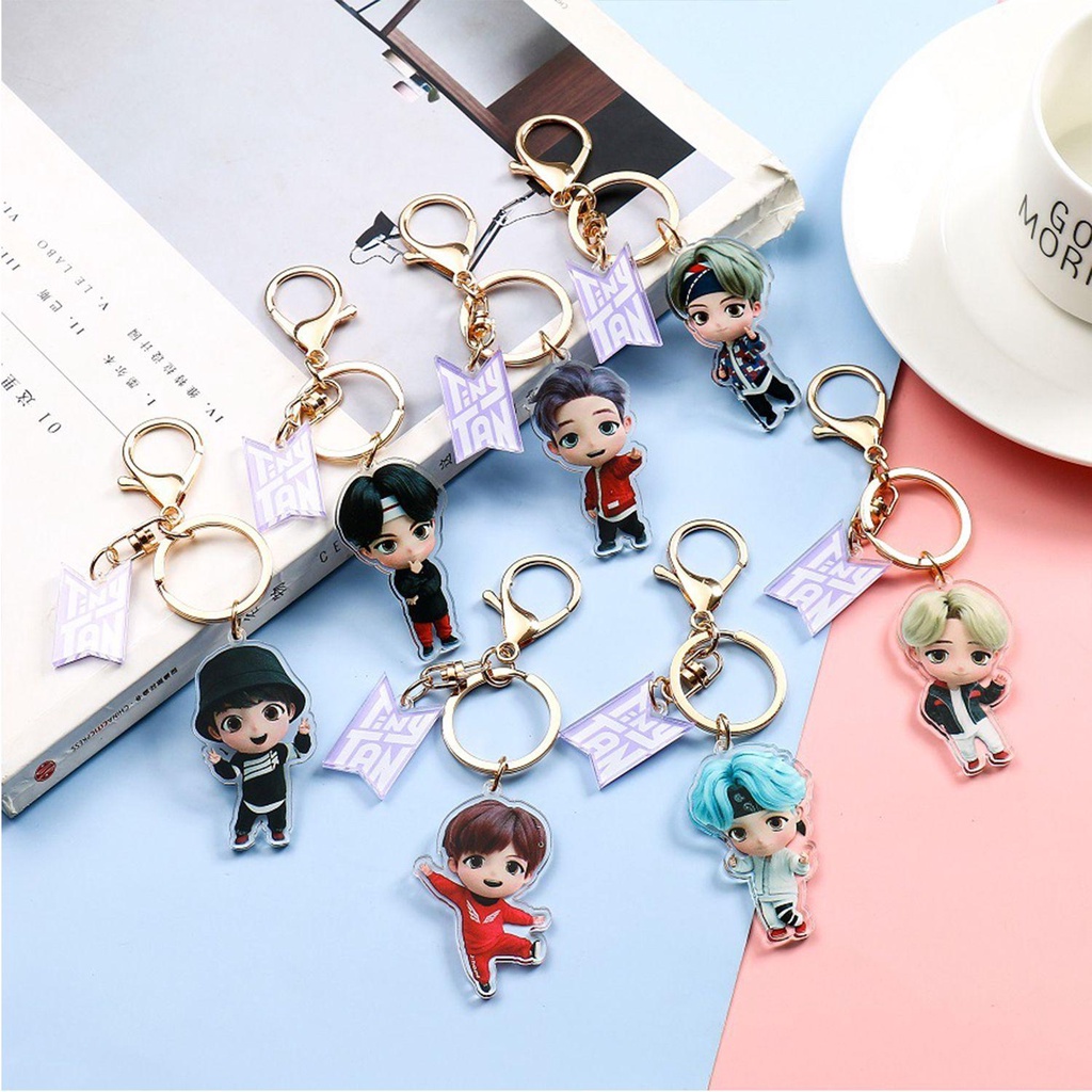 Miếng Dán Acrylic Hình Cầu Vồng Hoạt Họa BTS