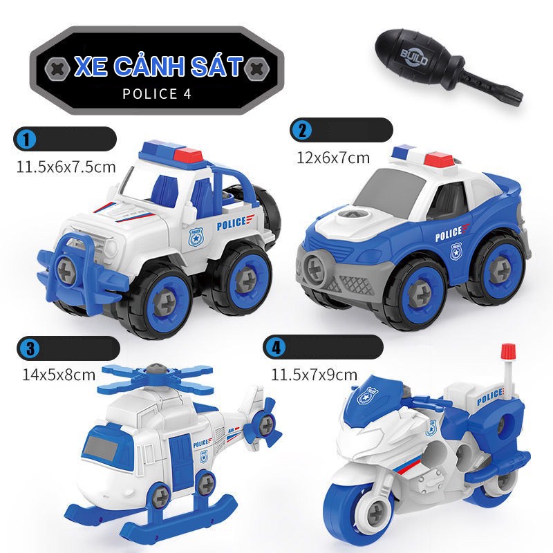 Xe đồ chơi cho bé xe ô tô lắp ráp cho trẻ với chủ đề xe công trường XDC19 KIDS GARDEN