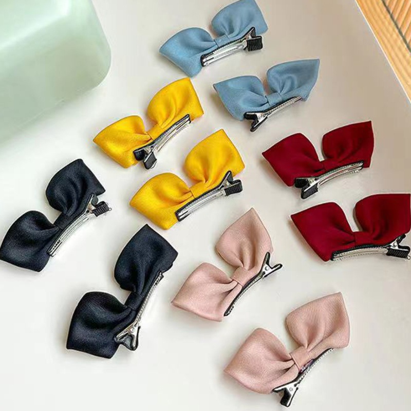 Kẹp Tóc Hình Nơ Màu Trơn Dễ Thương Dành Cho Nữ