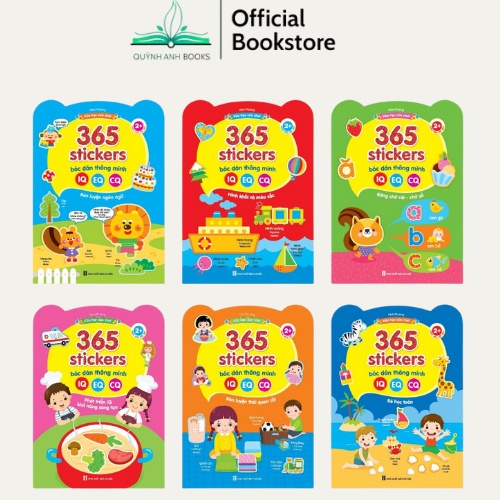 Sách-Combo 365 Stickers Bóc Dán Thông Minh( Dành Cho trẻ Từ 2-6 Tuổi)- Giúp Bé Phát Triển IQ, EQ, CQ (Bộ 6 Cuốn)