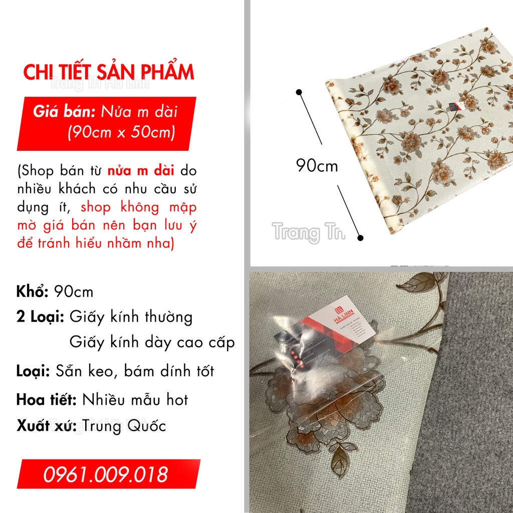 Giấy decal dán kính ED loại dày cao cấp , đề can dán kính 3d trang trí nhiều mẫu hoa văn tự chọn 90cmx50cm