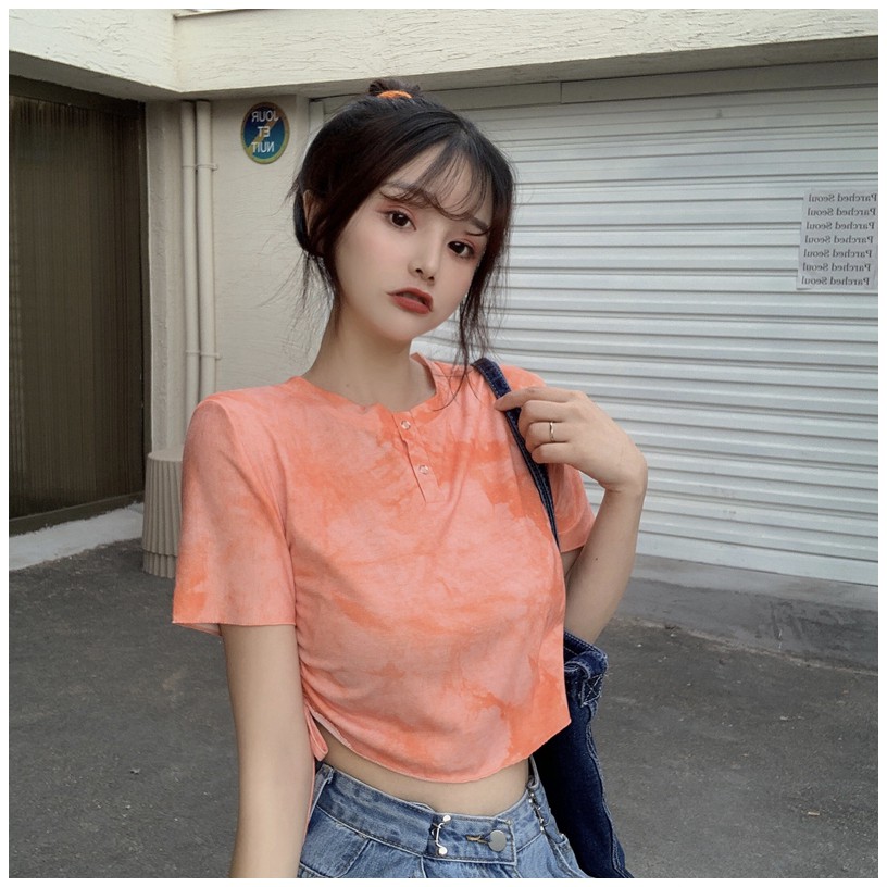 Áo Thun Tay Ngắn Phối Màu Thời Trang Mùa Hè Cho Nữ