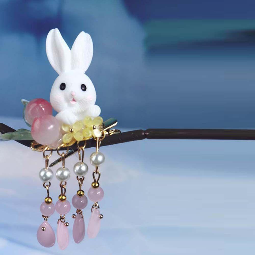 1 Kẹp Tóc Hình Thỏ Phong Cách Trung Hoa Xinh Xắn WMES15H