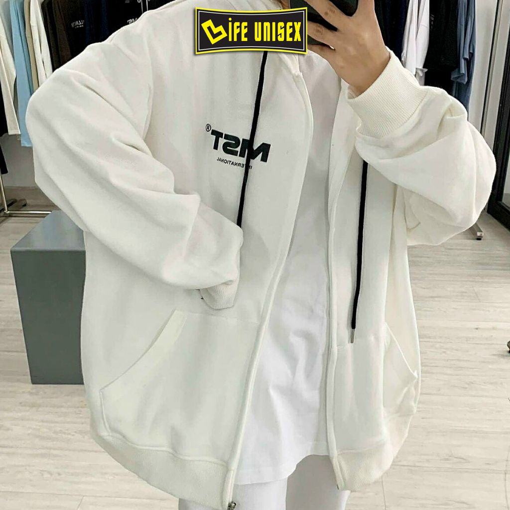 Áo Khoác Hoodie Nỉ MISSOUT Nam Nữ Ulzzang Unisex Dây Kéo, Áo Khoác Nỉ Form Rộng LIFE UNISEX