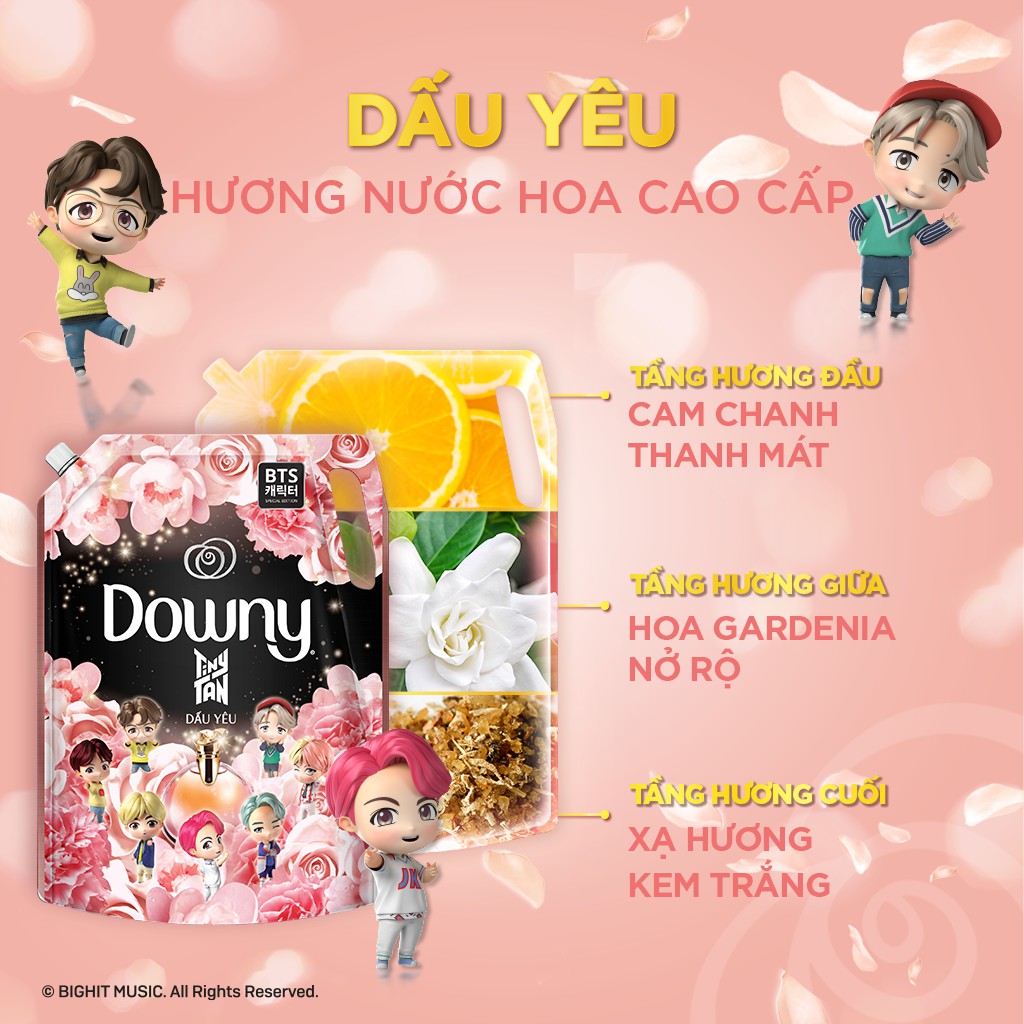 Nước Xả Vải DOWNY Đậm Đặc Phiên Bản Đặc Biệt Tiny Tan Túi 2L- Hương: Dấu Yêu/ Huyền Bí/ Đam Mê