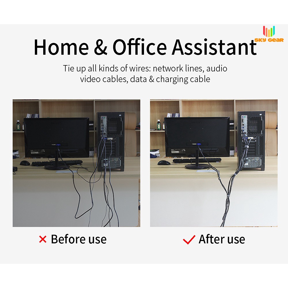 Băng dán gai ESSAGER, làm gọn dây điện, cáp máy tính, dây nguồn