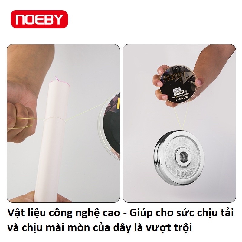 Dây dù câu cá NOEBY 150m, Dù NOEBY X8 Cao Cấp. Siêu mịn, dai, tải cá lớn