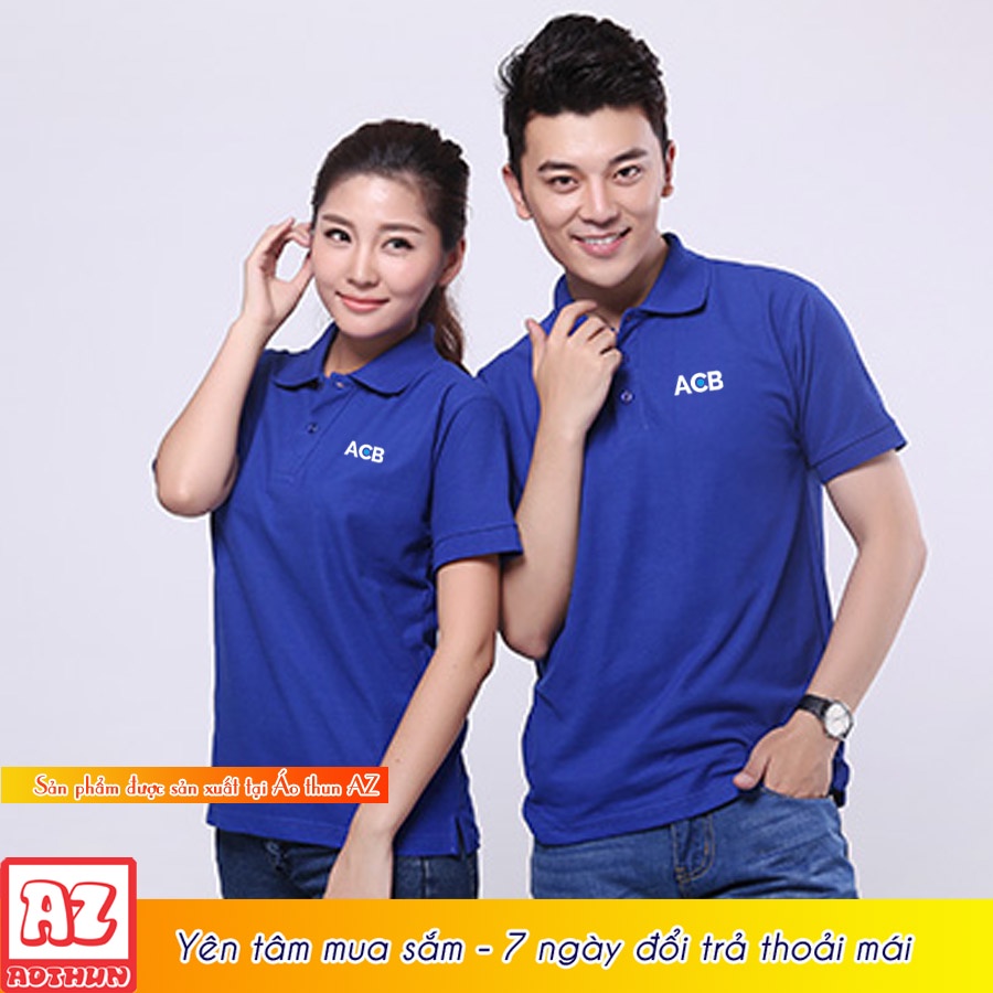 Áo thun đồng phục ngân hàng ACB logo thêu - Vải cá sấu poly  cao cấp AT15