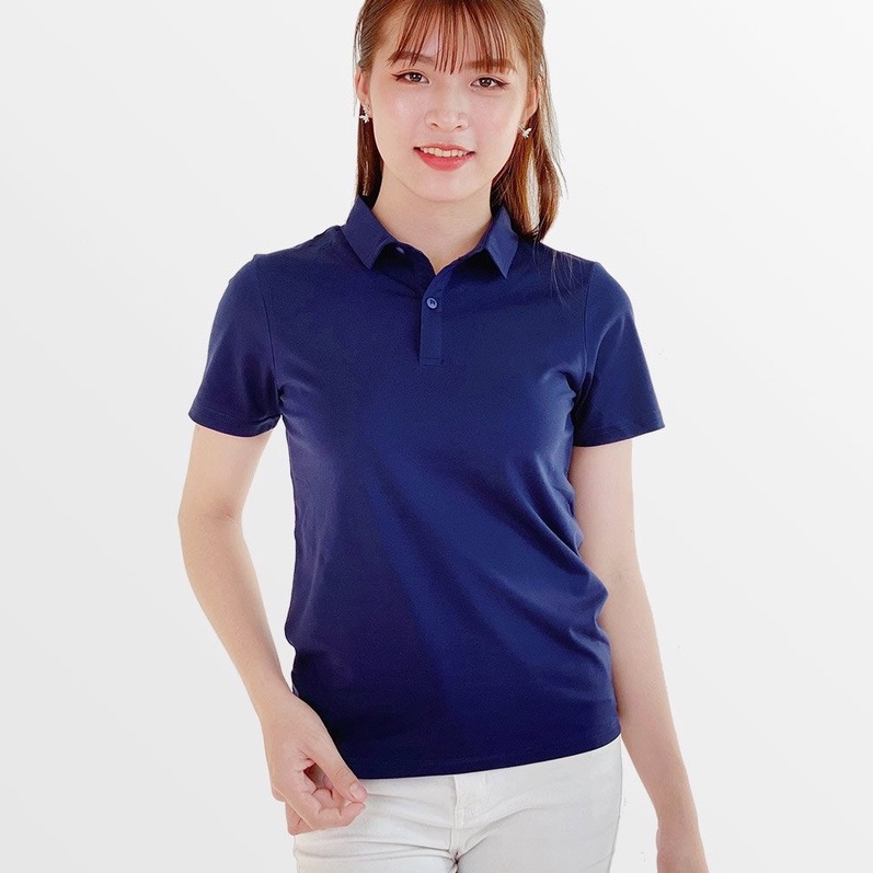 Áo thun nữ Cổ Sơ Mi (Cổ trụ) TOLI, chất cotton 4 chiều mềm mịn, co dãn màu da trời