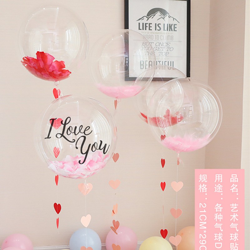 BOBO Bong Bóng Trong Suốt Có Chữ "I Love You" Trang Trí Tiệc