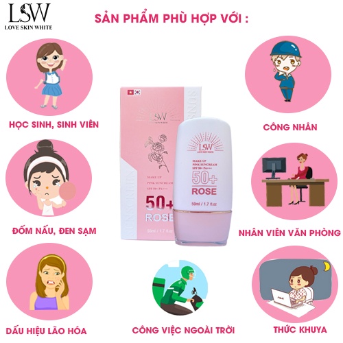 Kem chống nắng bảo vệ và nâng tone da SPF 50+ PA+++ Love Skin White 50ml