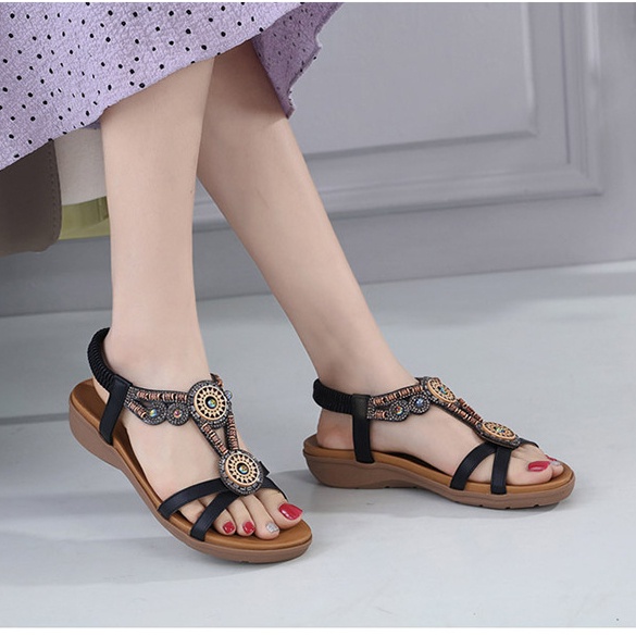 Giày Sandal Đế Bằng Phong Cách Bohemian Thời Trang Cho Nữ