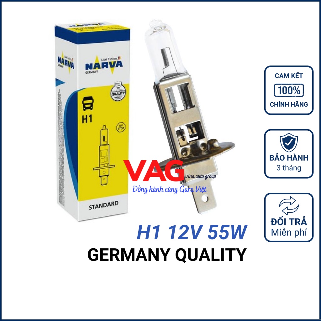 Bóng đèn pha NARVA H1 12V 55W chính hãng của Đức