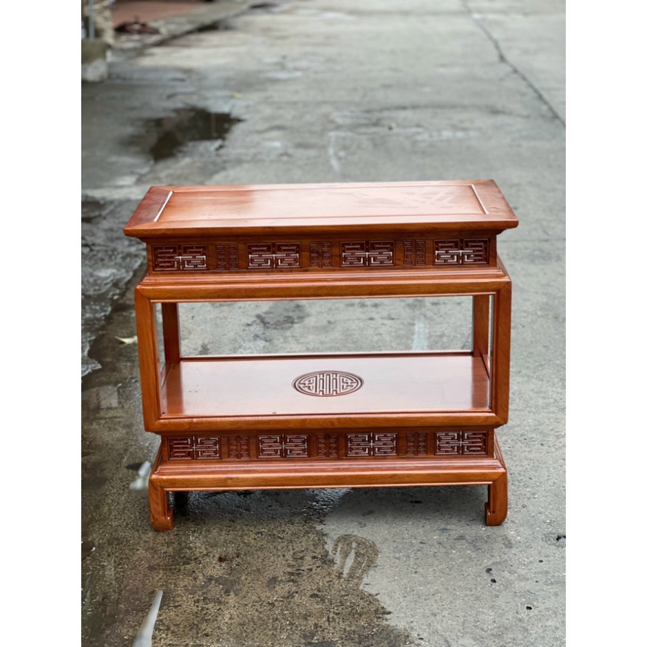 Đôn lồng đèn chữ nhật 2 tầng kê đồ gỗ hương trang trí