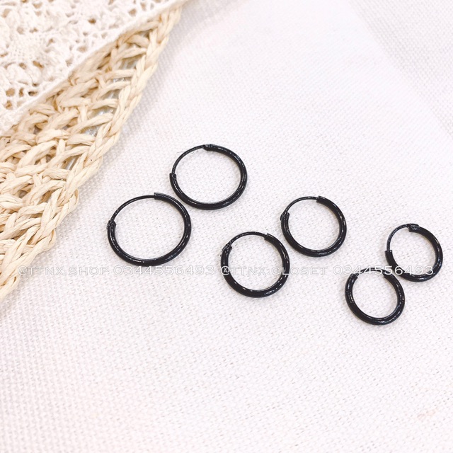 Khuyên tai bạc tròn nhỏ unisex ⚡FREESHIP⚡ 3 size 10mm, 15mm, 18mm