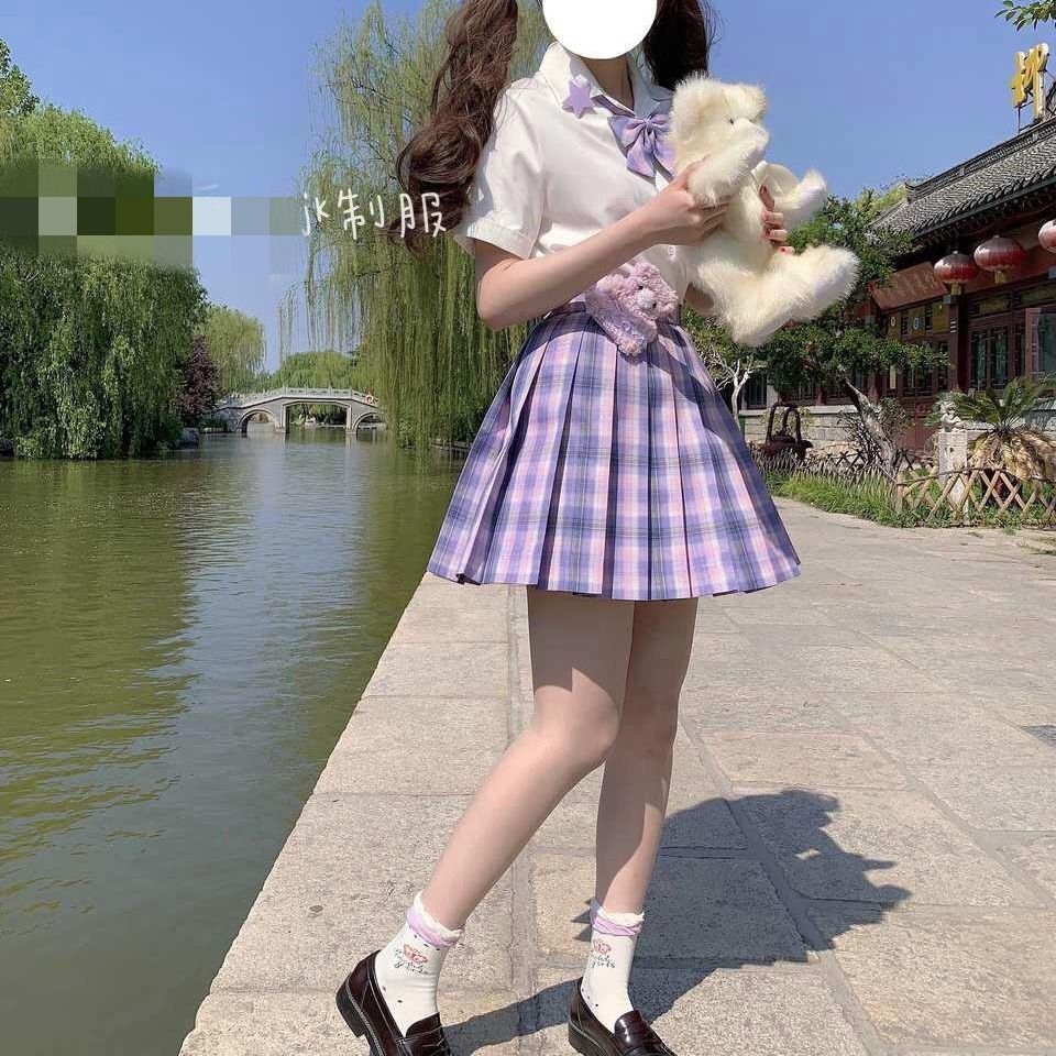 Set Áo Sơ Mi Tay Ngắn + Chân Váy Xếp Ly Trẻ Trung Hợp Thời Trang Cho Nữ | BigBuy360 - bigbuy360.vn