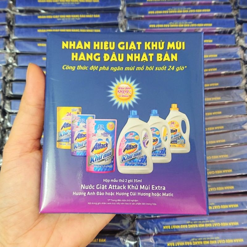 Combo 5 Gói Nước Giặt Attack Chính Hãng, Công Nghệ Nhật Bản Siêu Sạch ( 35ml)