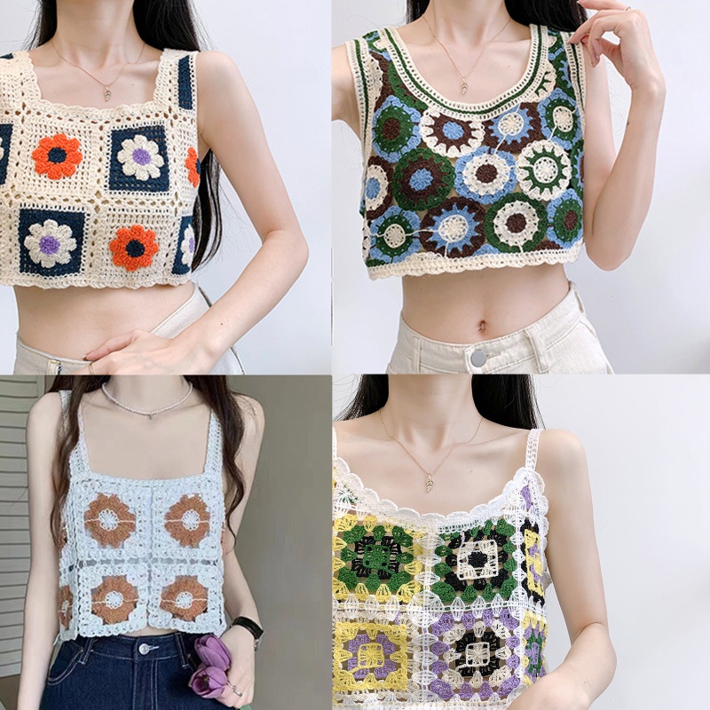 Áo Croptop Hai Dây Dáng Rộng In Họa Tiết Hoa Thời Trang Mùa Hè Cho Nữ