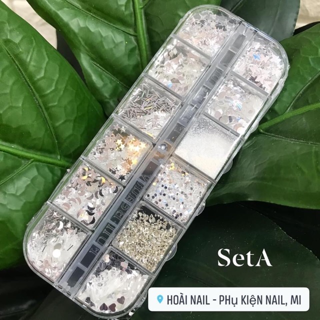 Set nhũ 12 hình khác nhau- phụ kiện nail