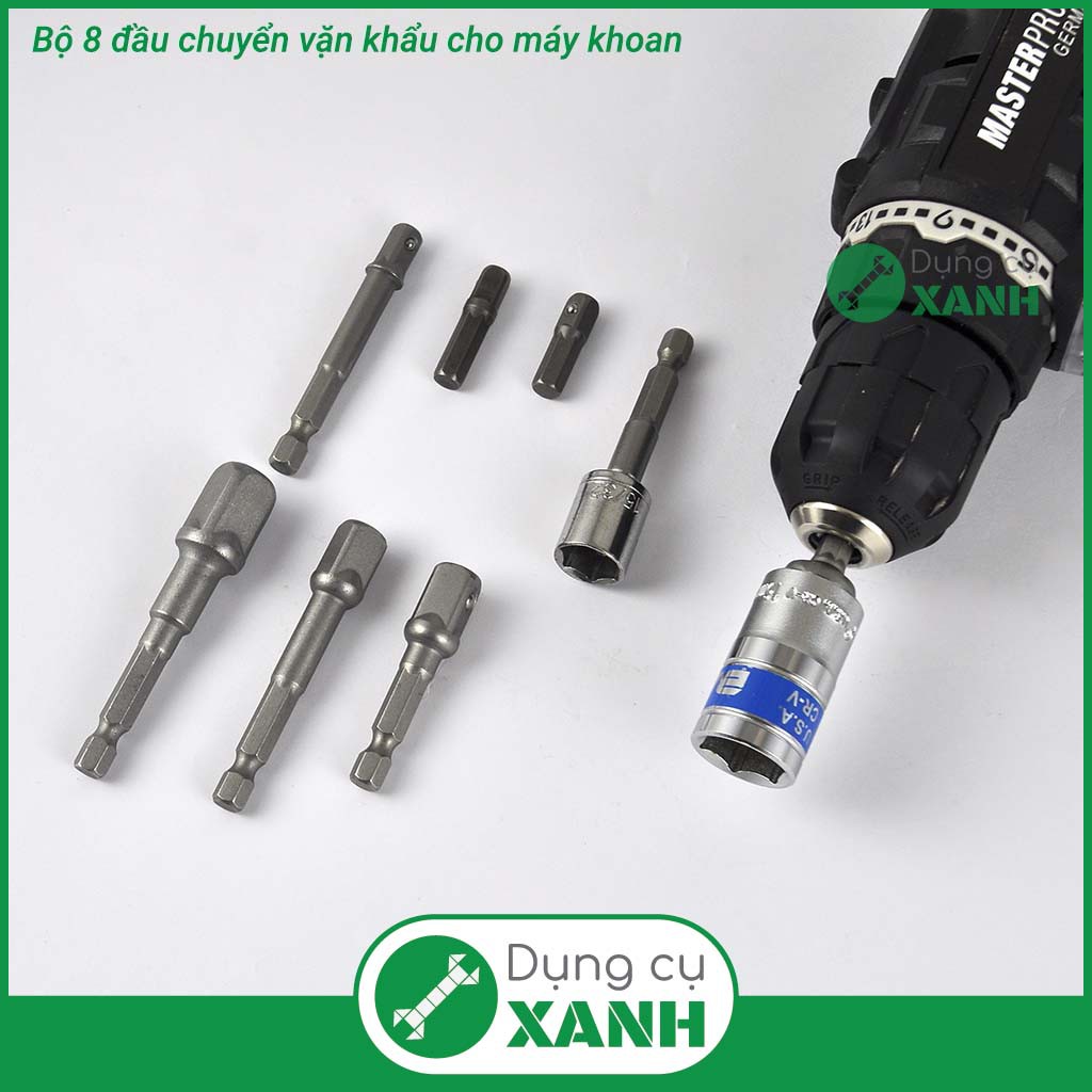 Bộ 8 đầu chuyển vặn khẩu cho máy khoan