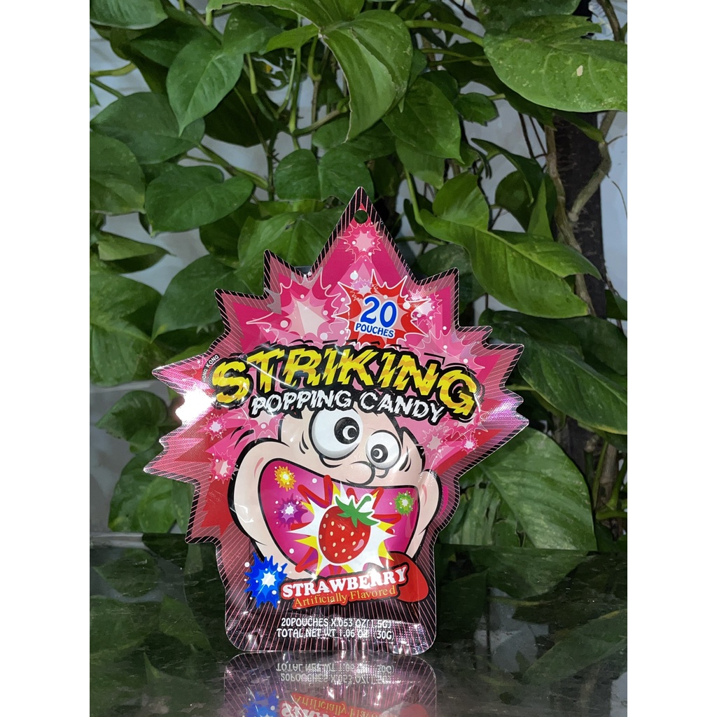 Kẹo Nổ Striking Hong Kong Popping Candy Vị Dâu Strawberry (Gói 30g)