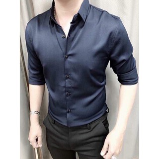 Sơ mi lụa nam trơn, body