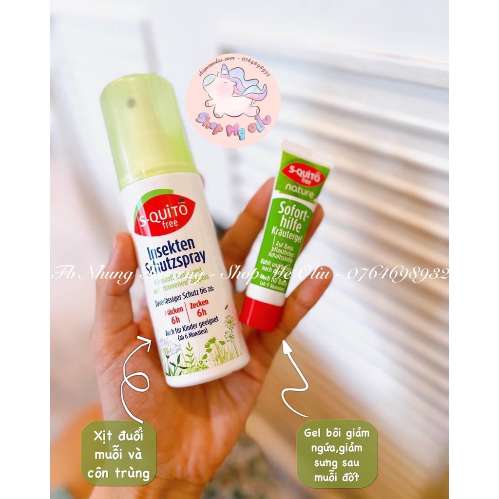 Xịt chống muỗi/Gel bôi muỗi cắn S-quito nội địa Đức cho bé từ 6 tháng