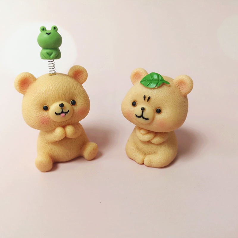 Trang trí Taplo ô tô - Sét 5 chú gấu nâu mini thiết kế ngộ nghĩnh đặt bàn học hay phòng,bàn làm việc rất thư giãn