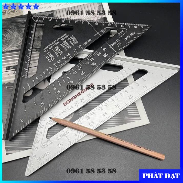 THƯỚC KE GÓC VUÔNG - THƯỚC TAM GIÁC ĐO GÓC ĐỘ BẰNG HỢP KIM NHÔM - DCG
