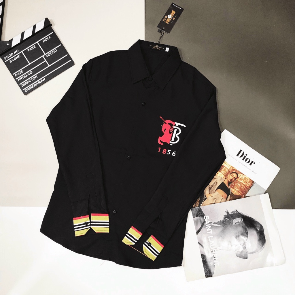 Áo sơ mi nam tay dài TB1865 phối viền cổ tay, vải Kate lụa cao cấp mềm mịn, kiểu dáng sang trọng lịch lãm [NEW UNISEX]