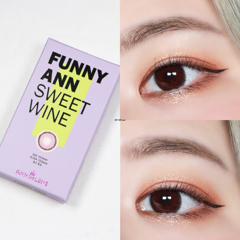 Lens mắt Màu Vang Đỏ Funny Ann Sweet Wine Kính áp tròng ANN365 Hàn Quốc Chính hãng Đeo êm 12h/Ngày