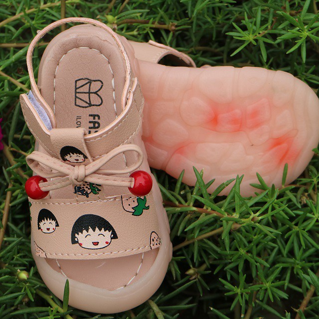 Dép sandal đính nơ đầu dép rọ bảo vệ ngón chân đế mềm êm chân cho bé gái 1-5 tuổi