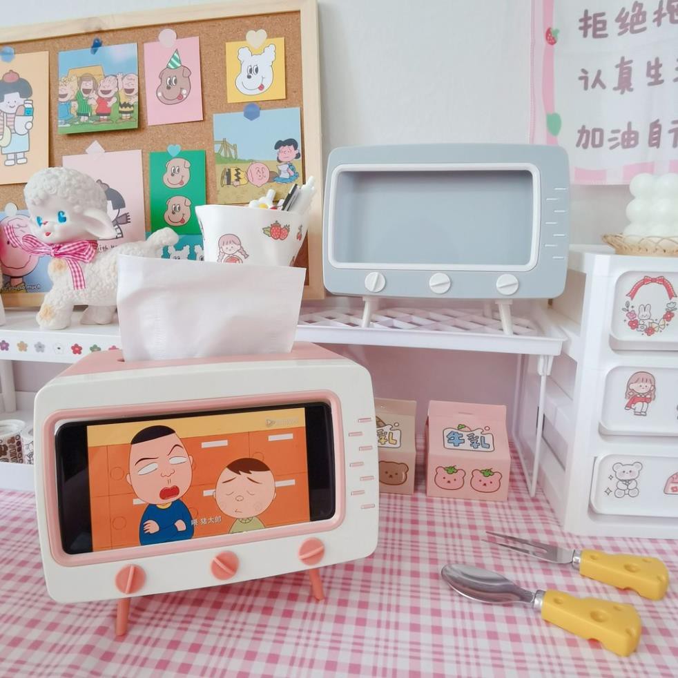 Hộp tivi đựng điện thoại, đựng khăn giấy kệ đựng giấy sáng tạo trang trí bàn để máy tính dễ thương Cute Shop