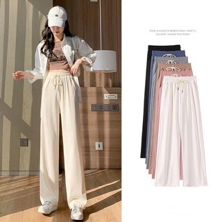 Quần Dài Ống Rộng Lưng Cao Vải Lụa Mát Mỏng Thời Trang Trẻ Trung Cho Nữ